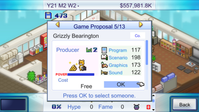 Game Dev Story Gameplay Screenshot